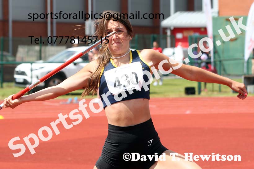 Womens under-20s javelin, 2021 Northern Senior and Under-20s Champs., Leigh. Photo: David T. Hewitson/Sports for All Pics